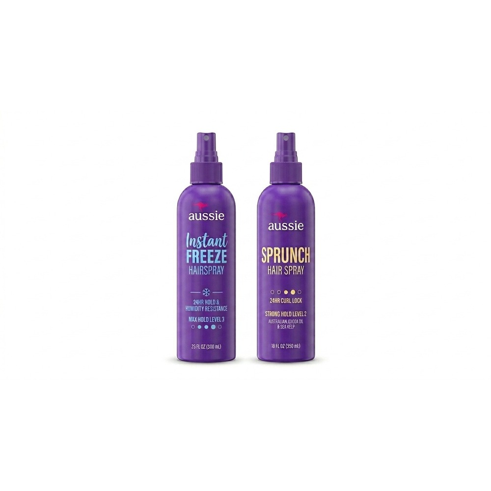 Aussie Non-Aerosol Hair Spray Duo Instant Freeze & Sprunch 8.5oz Set